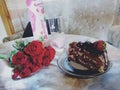 love Ã¢ÂÂ¤Ã¯Â¸Â , cake, flowers Ã°Å¸ÅÂ¹, strawbery , cÃÆpÃâ¢uni, flori, tort Royalty Free Stock Photo
